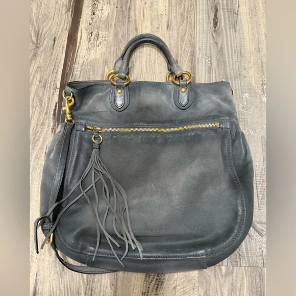 Miu Miu Gray Suede Leather Women’s Crossbody Satchel 2 Way Bag Fridge Vitello - Picture 4 of 17